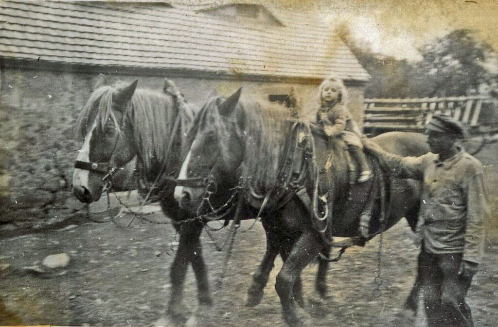 Nicolaus Reinhard mit Pferd, auf dem Pferd Hertha Kalbass 1963